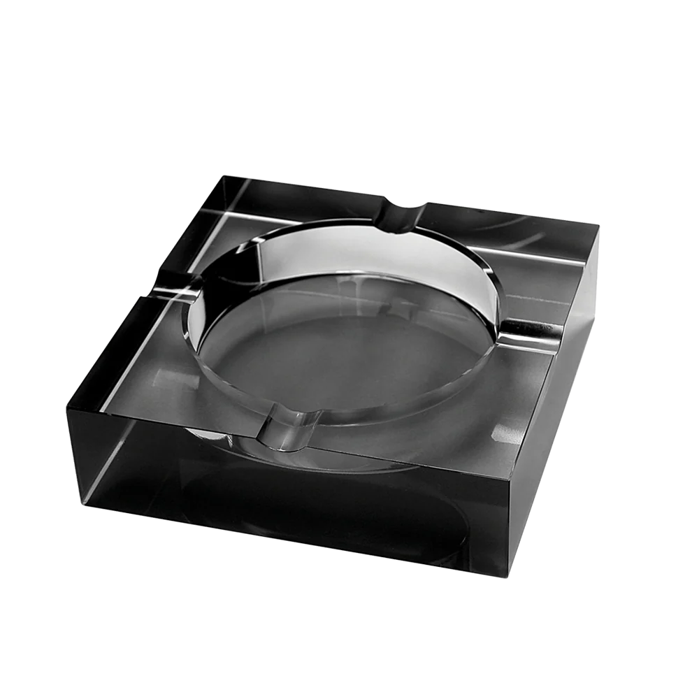 Black Crystal Square Cigar Ashtray - 4 Cigars