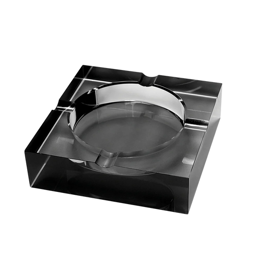 Black Crystal Square Cigar Ashtray - 4 Cigars