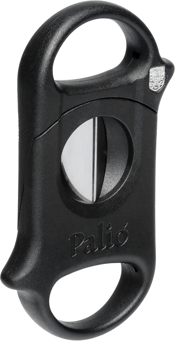 Palio V-Cut Cigar Cutter in Black, 64 Ring Gauge Stainless Steel Blade