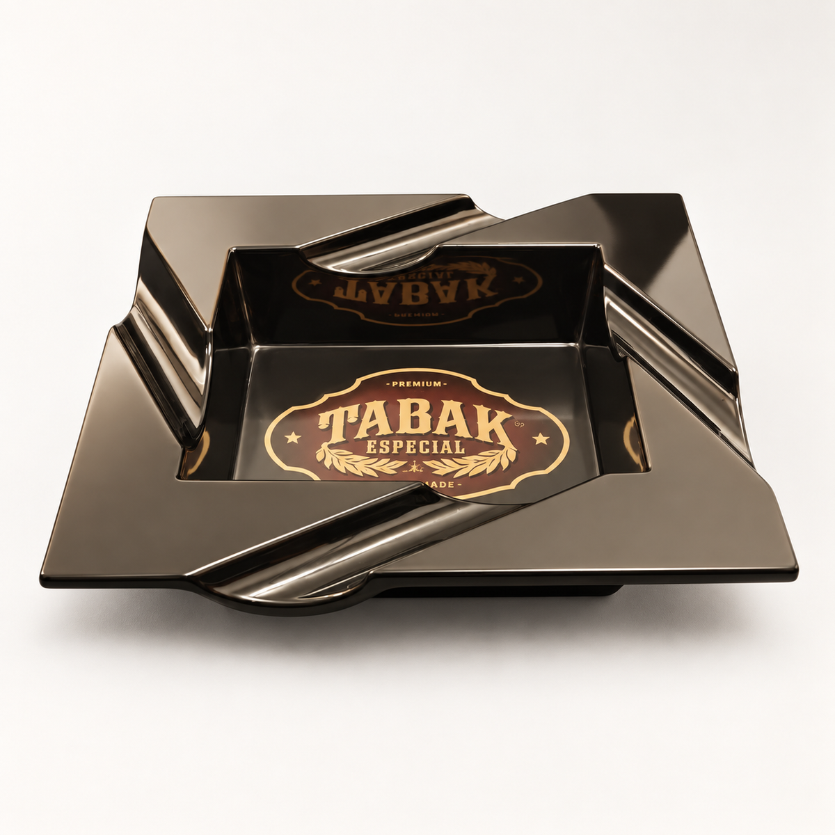 Tabak Especial 4-Rest Melamine Ashtray, Black, side view