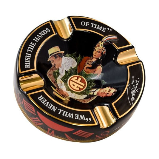 Arturo Fuente Hand of Time Ceramic Cigar Ashtray - 4 Cigars, 8.5" Round, Black