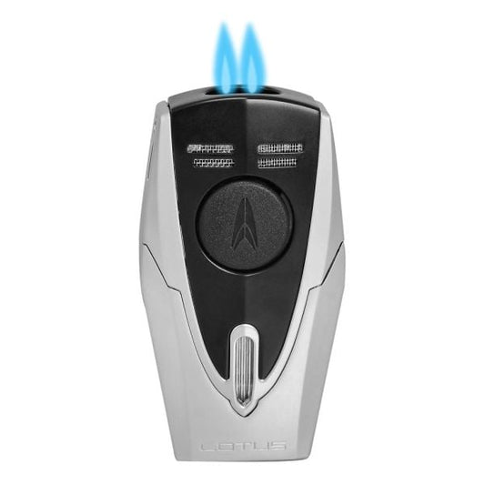Dunhill Lotus L59 Torch Lighter - Black Chrome, Built-in Cigar Punch