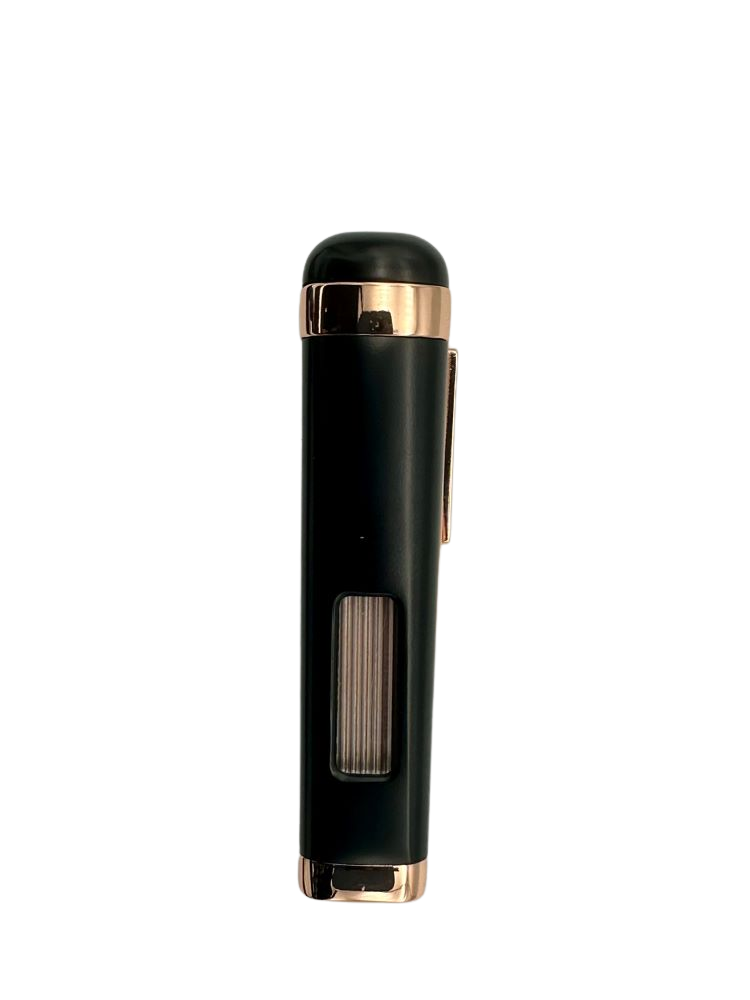 Palio Polaris Inline Triple Jet Torch Cigar Lighter, Black & Rose Gold cigar lighter alternate view