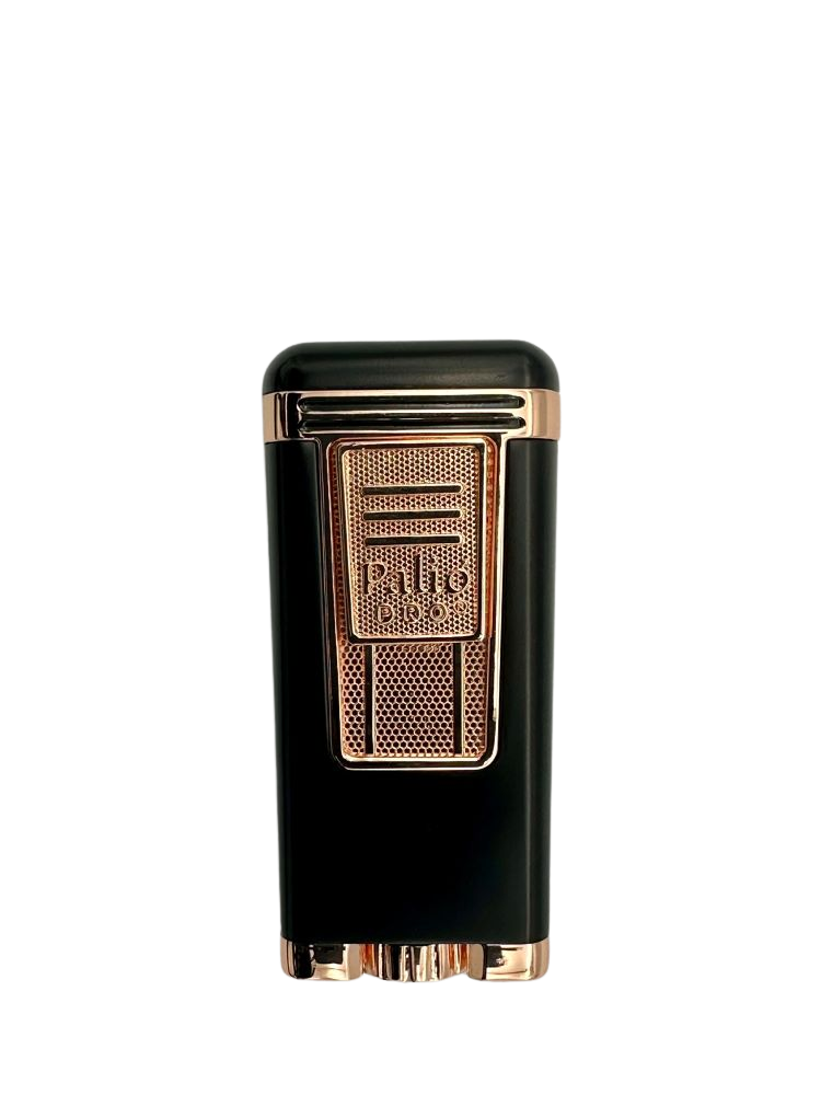 Palio Polaris Inline Triple Jet Torch Cigar Lighter, Black & Rose Gold at Cigar Nation
