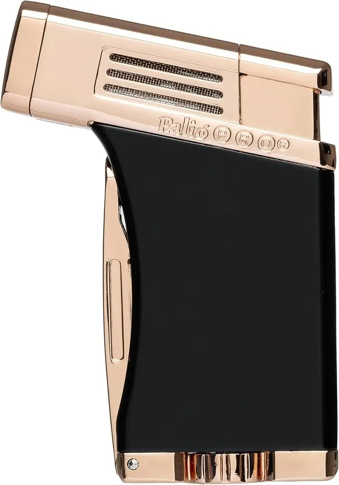 Palio Scorpius Single Jet Angled Torch Cigar Lighter, Black & Rose Gold at Cigar Nation